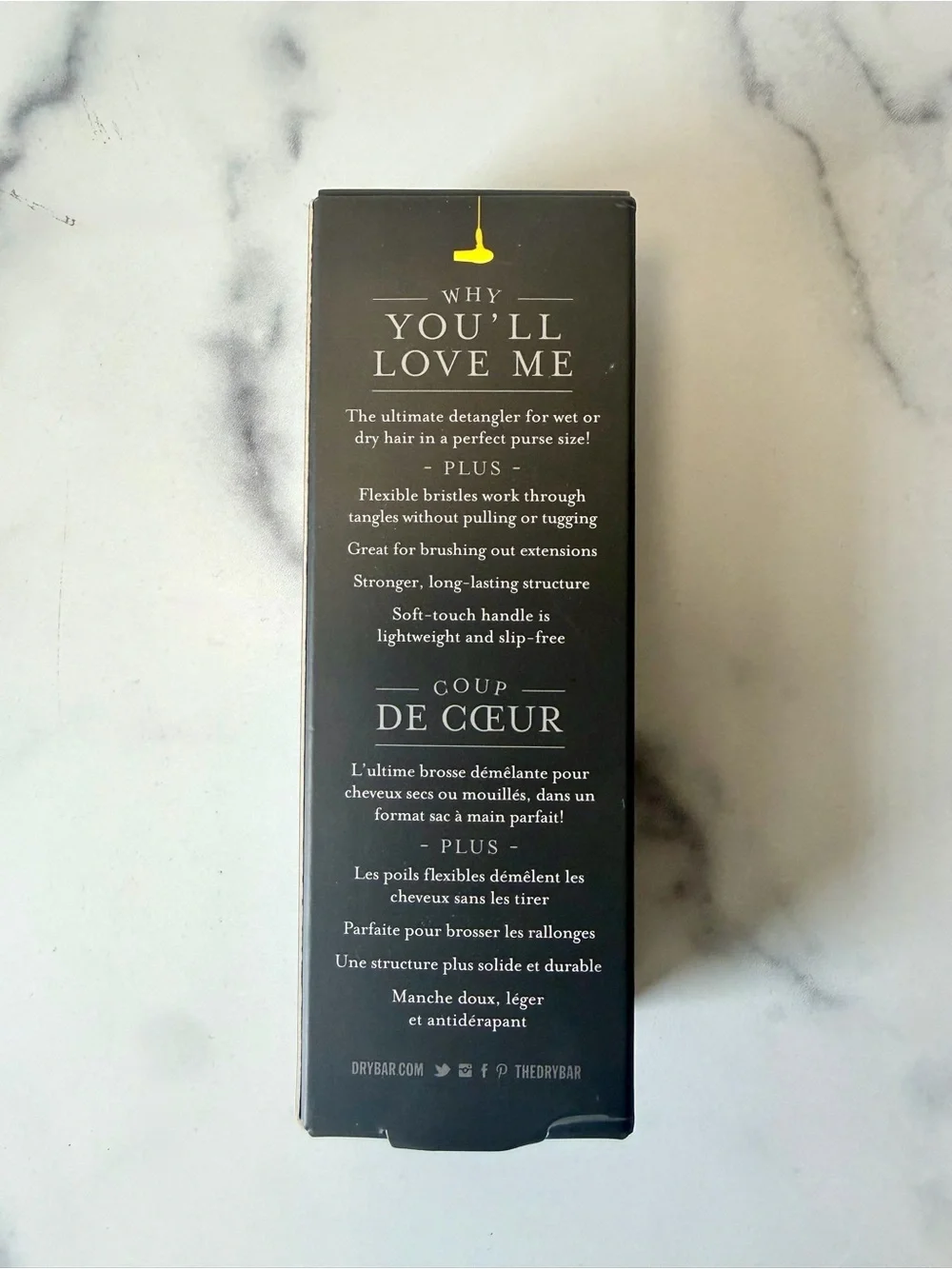 Drybar Lil’ Lemon Drop Travel Detangler Brush Yellow NWT